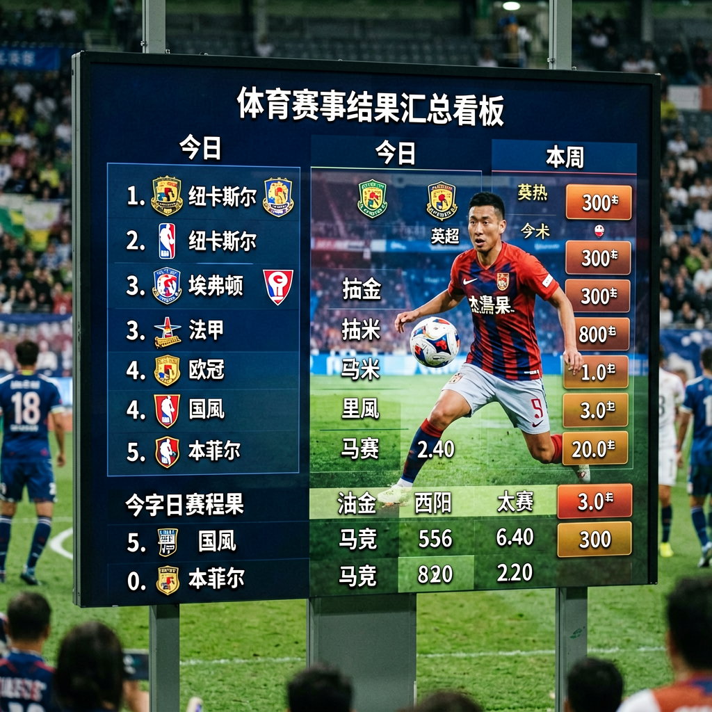 体育赛事结果汇总看板